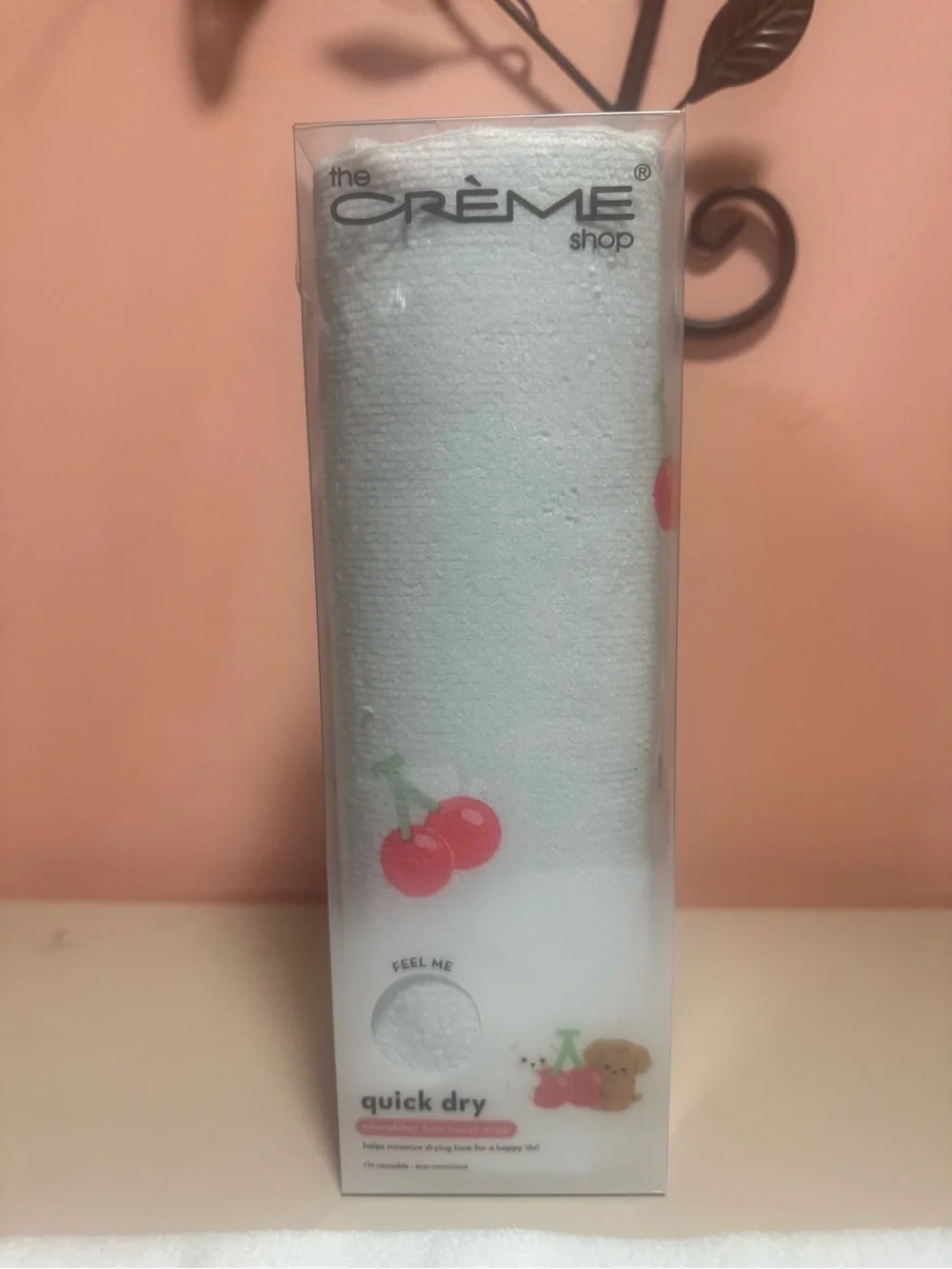 The Crème Shop Quick Dry Microfiber Hair Towel Wrap Cherry Print Women